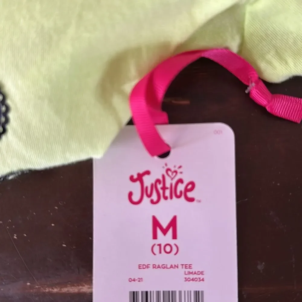 Justice Neon Yellow Long Sleeve Top Girls Size Medium Bright Lightweight Tee